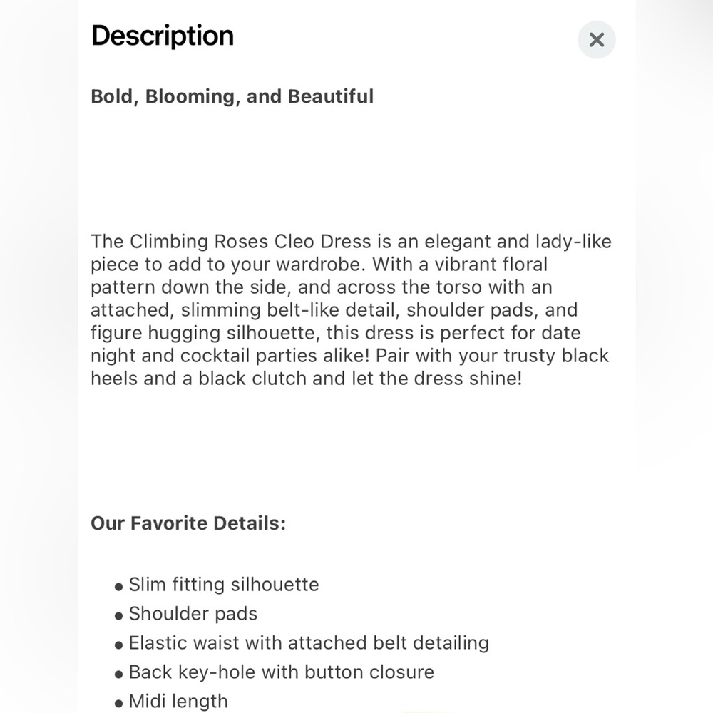 [NWT] $268 TUCKERNUCK Cleo Climbing Roses Stretch Jersey Midi Dress. Size Small - Picture 5 of 5